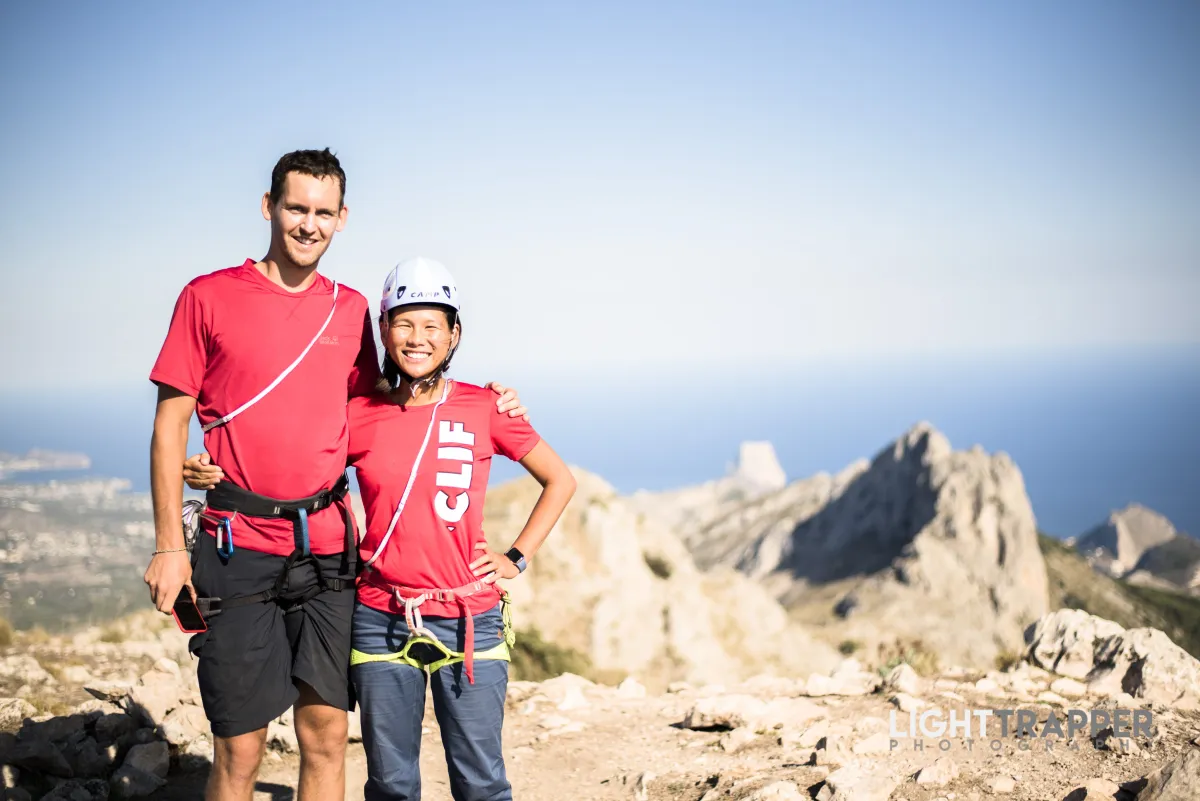 Two climbers on top of Sierra Bernia