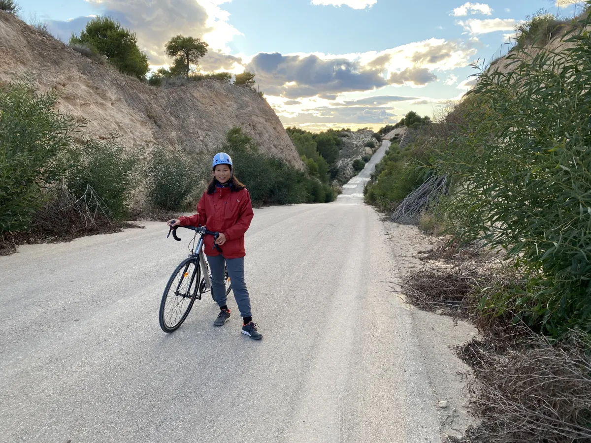 with bike on a hill